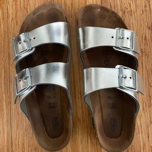 Birkenstock Arizona Sandals Silver, US8-8.5
